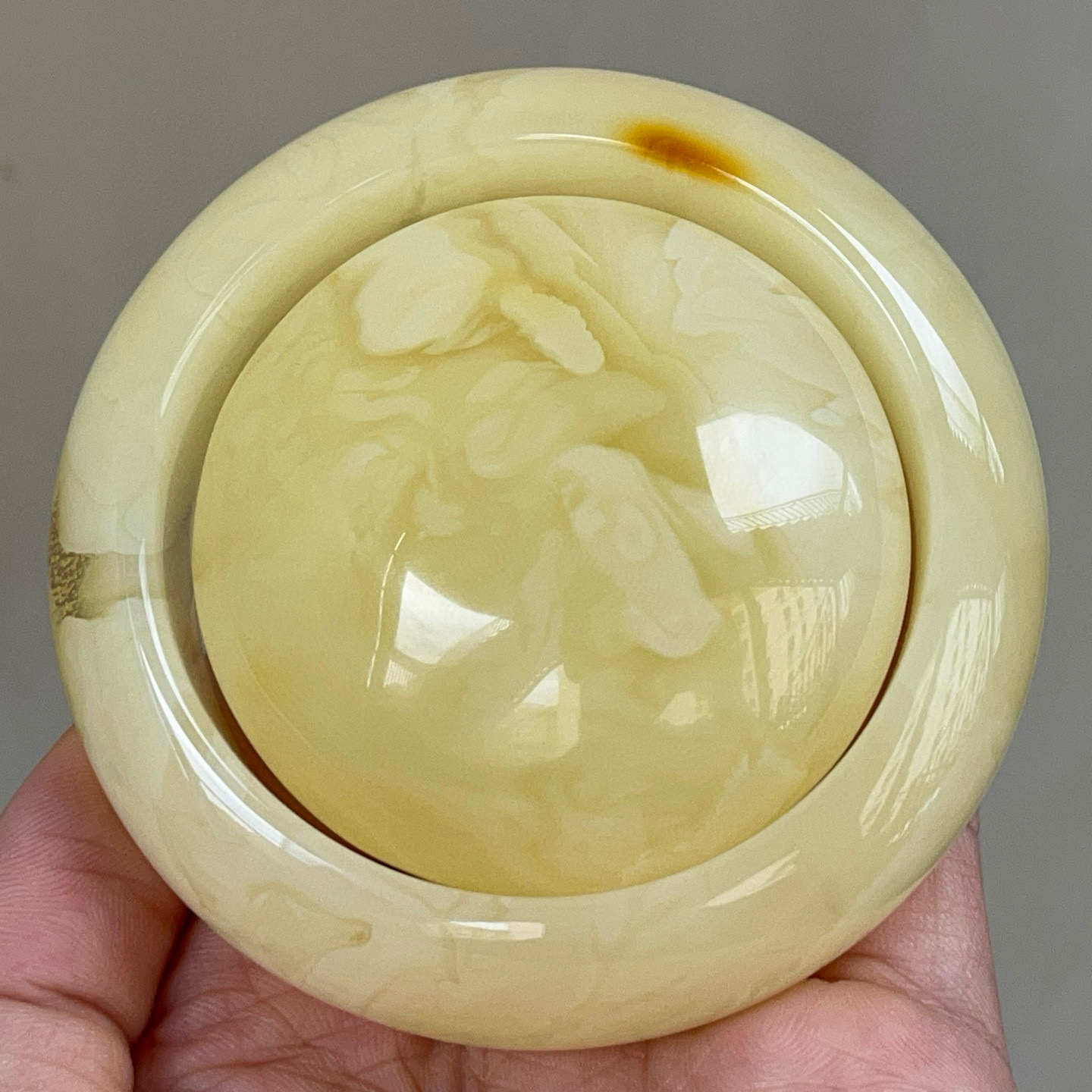 精美白花蜜蜡手镯，54.6圈口