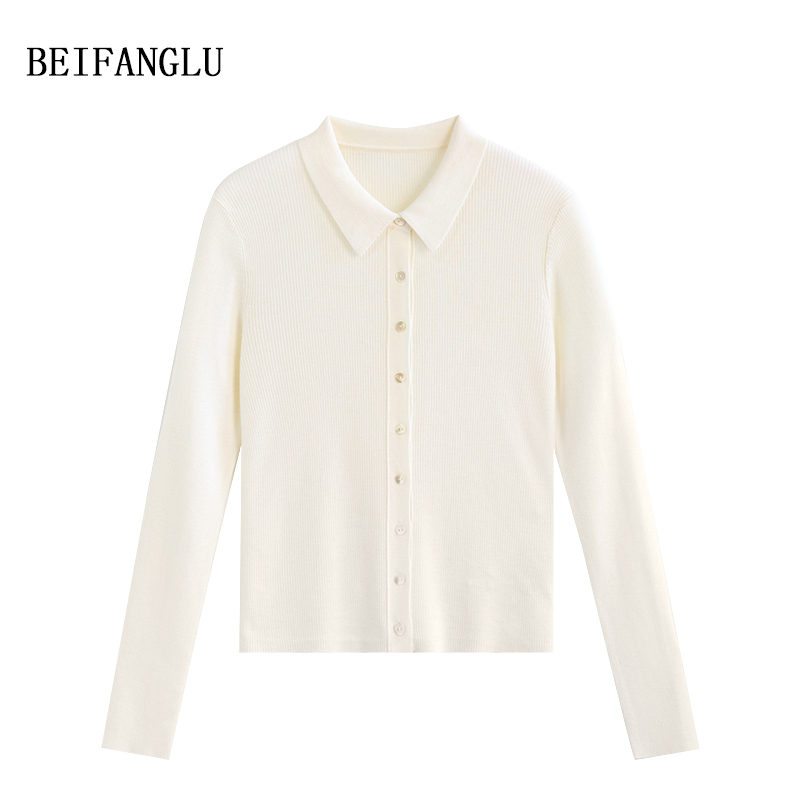 北方鹿【100%可机洗精纺羊毛】气质POLO领坑条针织衫6286