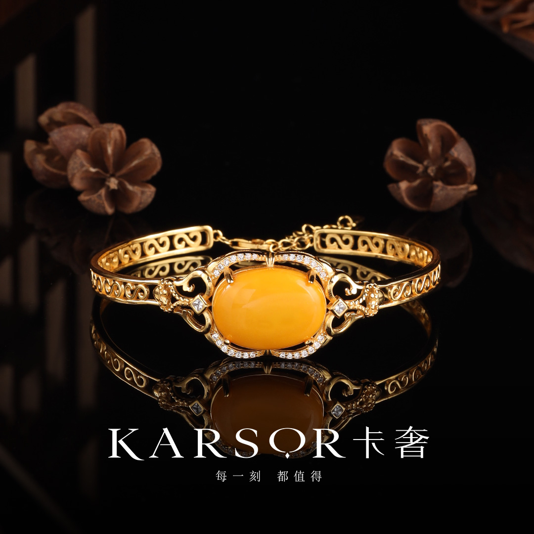 KARSOR/卡奢KARSOR/卡奢S925银镀金 老蜜蜡 手镯 S1234