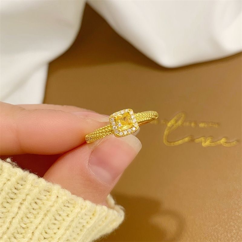 铜合金戒指 8638小方糖戒指女款轻奢指环生日礼物送轻奢简约HP-A7