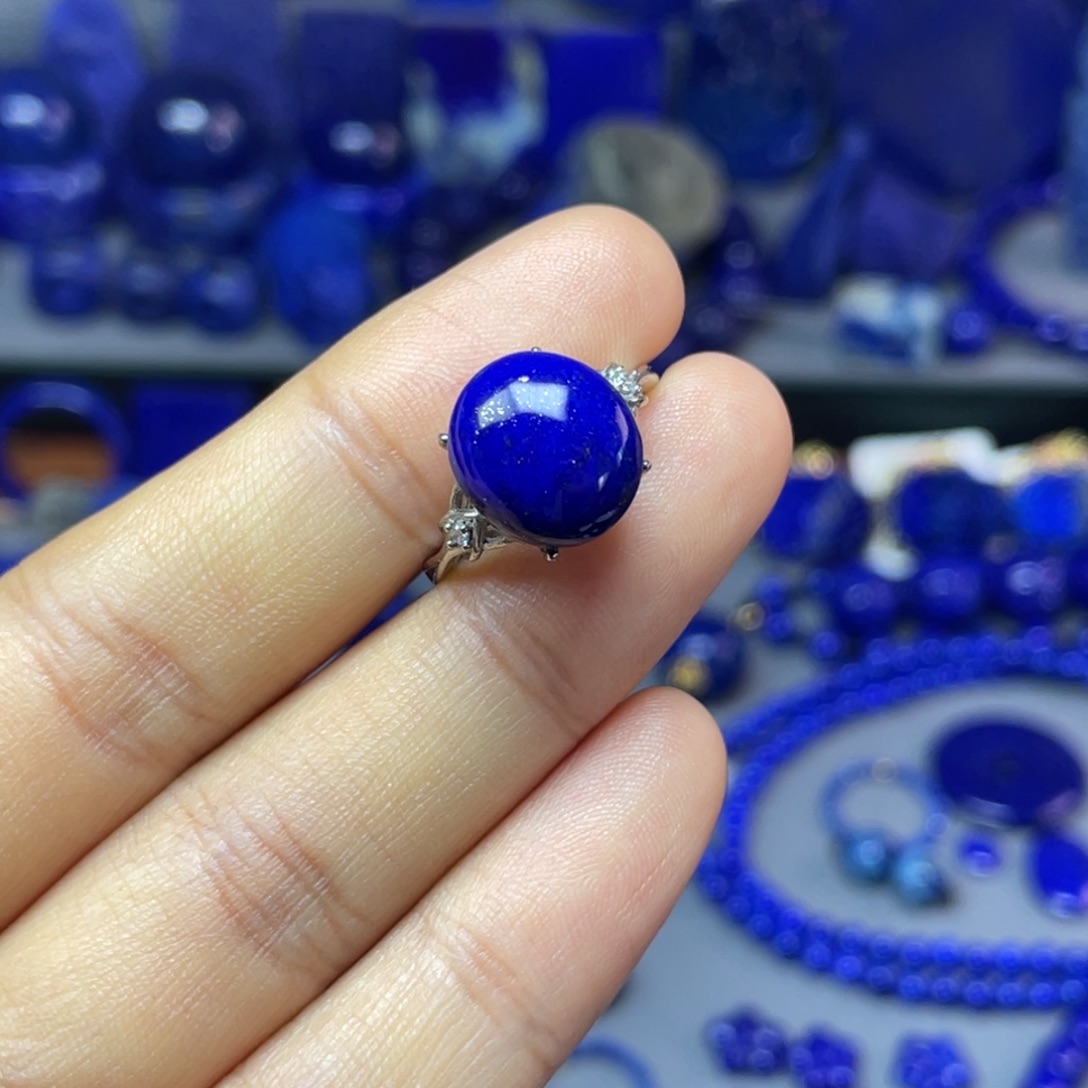 青金石银S925镶嵌戒指（可调节）