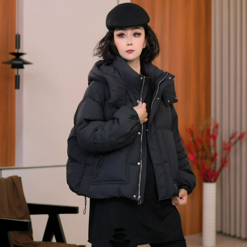 9227秋冬新款韩版2025宽松休闲时尚短款连帽羽绒服女