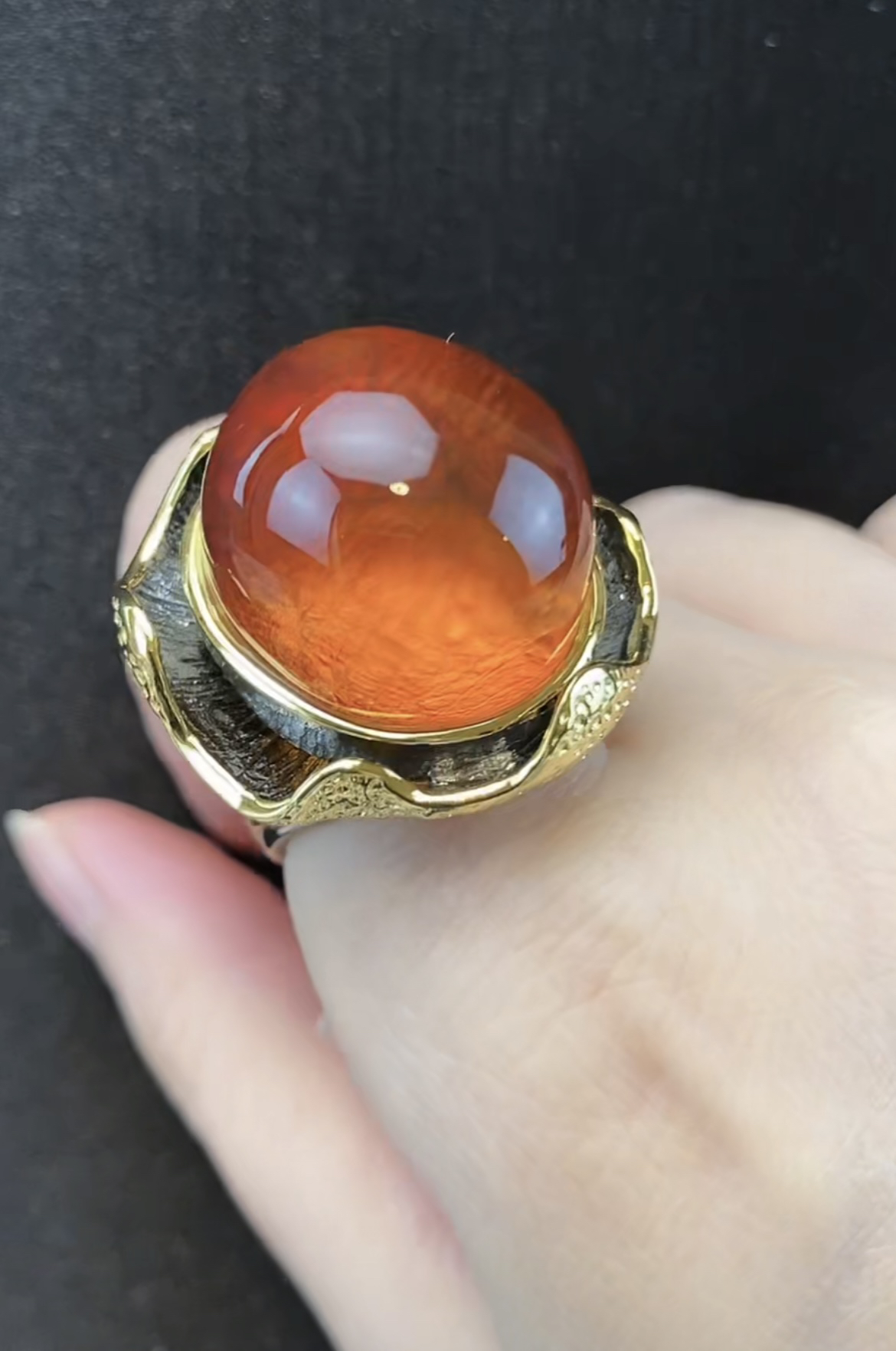 琥珀戒指手工气质时尚