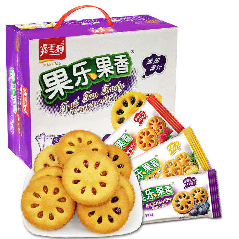 嘉士利果乐果香夹心饼干早餐饼干上班充饥食品批发礼盒解馋零食
