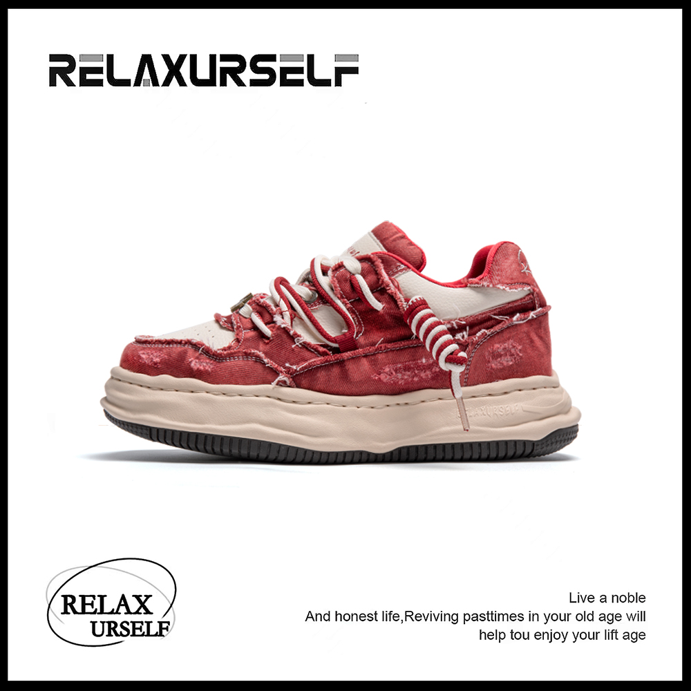 RELAXURSELF四季百搭水洗牛仔低帮增高鞋运动潮鞋潮流休闲情侣鞋