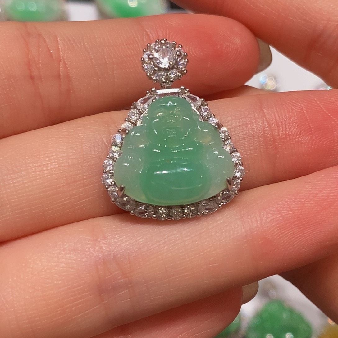 翡翠银S925镶嵌颈饰天然翡翠