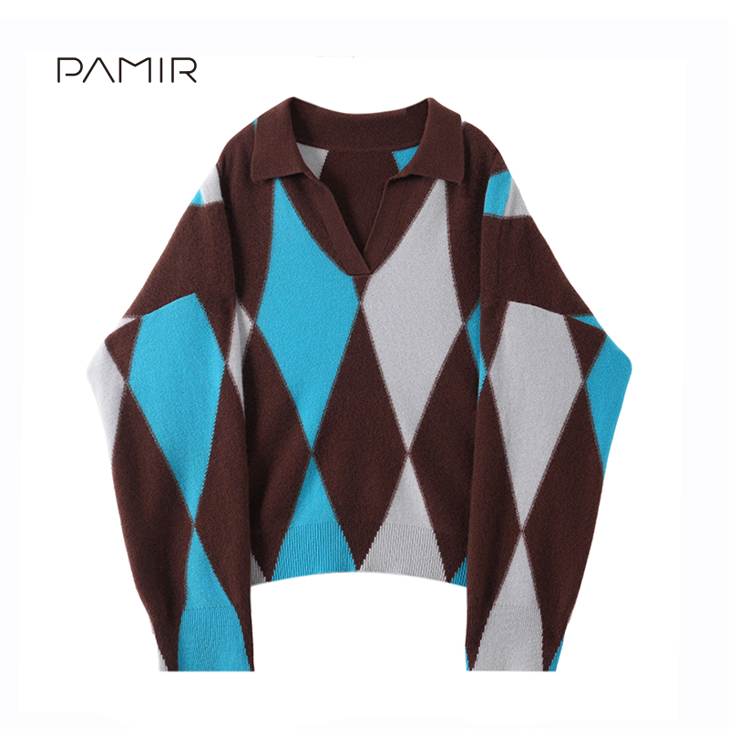 PAMIR秋冬新款女士精纺羊绒翻领长袖针织衫 LR263