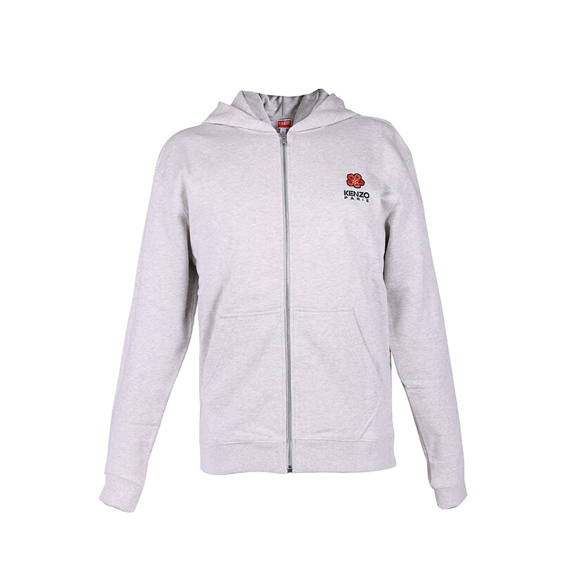 KENZO/肯佐高田贤三男士浅灰色棉质连帽开身运动衣