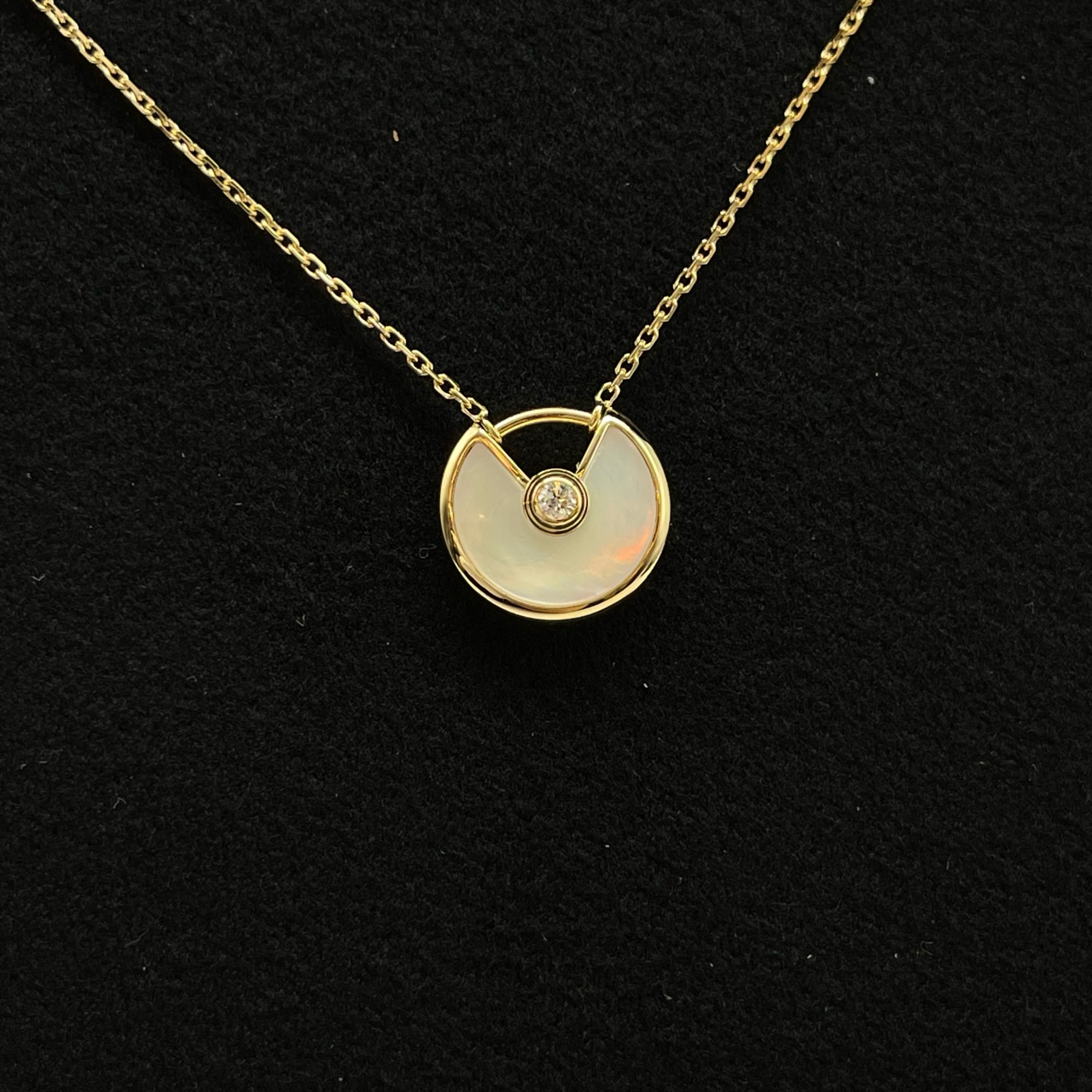 全新未使用 Cartier/卡地亚 23年护身符一钻项链白母贝加长4cm
