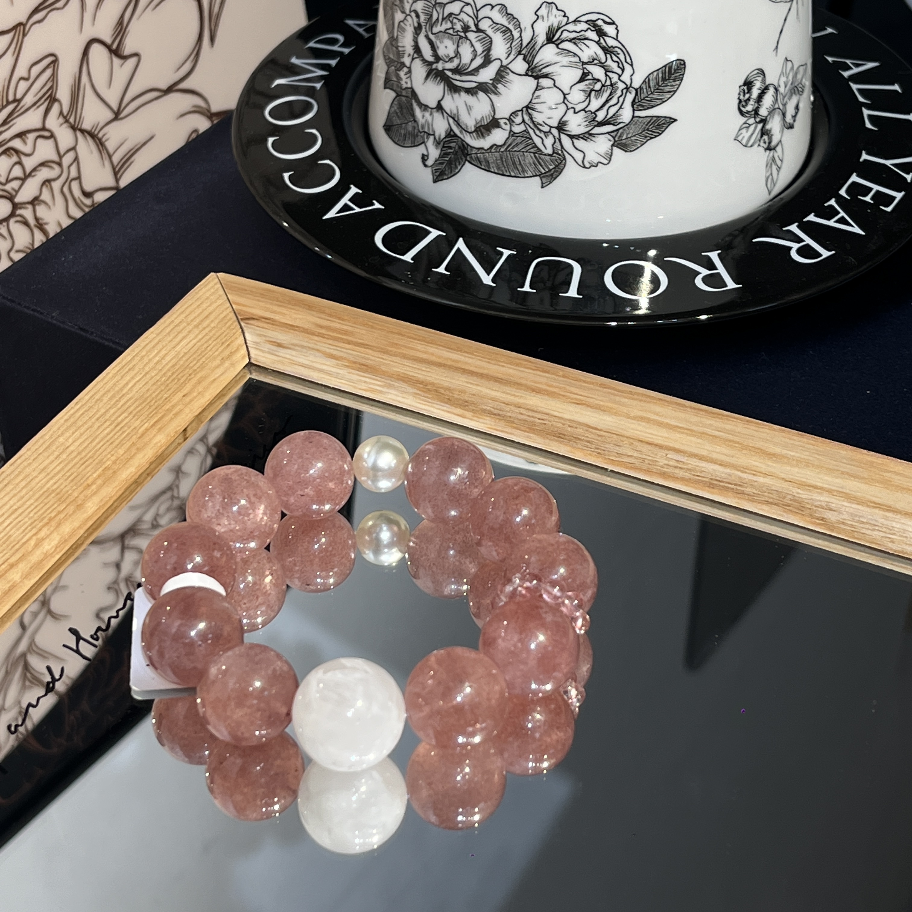 「拍两单69*2」4466 草莓晶16mm+雪花幽灵17+手串多样性发其一