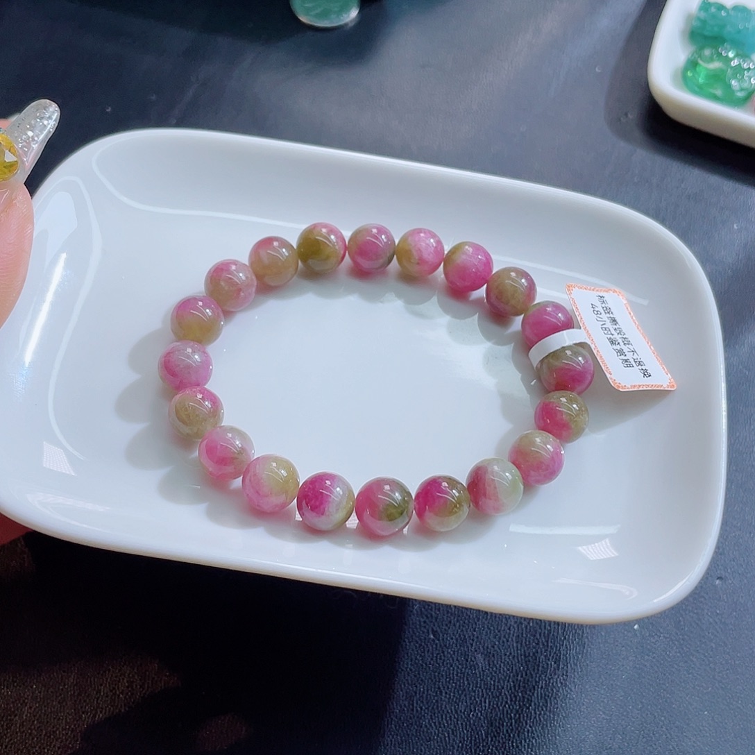 碧玺未镶嵌手链9.8mm左右