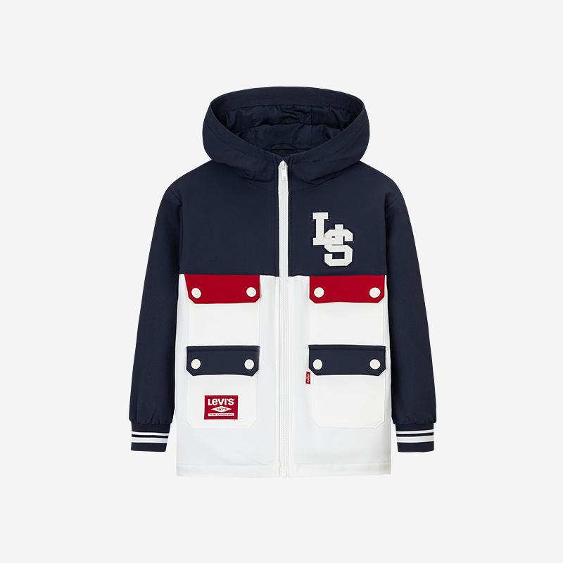 【官方旗舰】Levi's李维斯春款潮流拼色学院风梭织风衣连帽外套M823