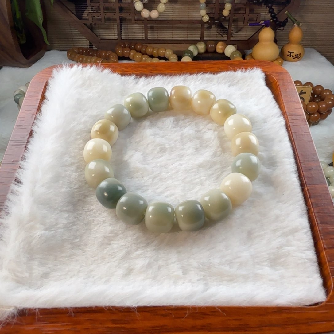 菩提根/象牙果手串薄荷糖系列蓝绿色