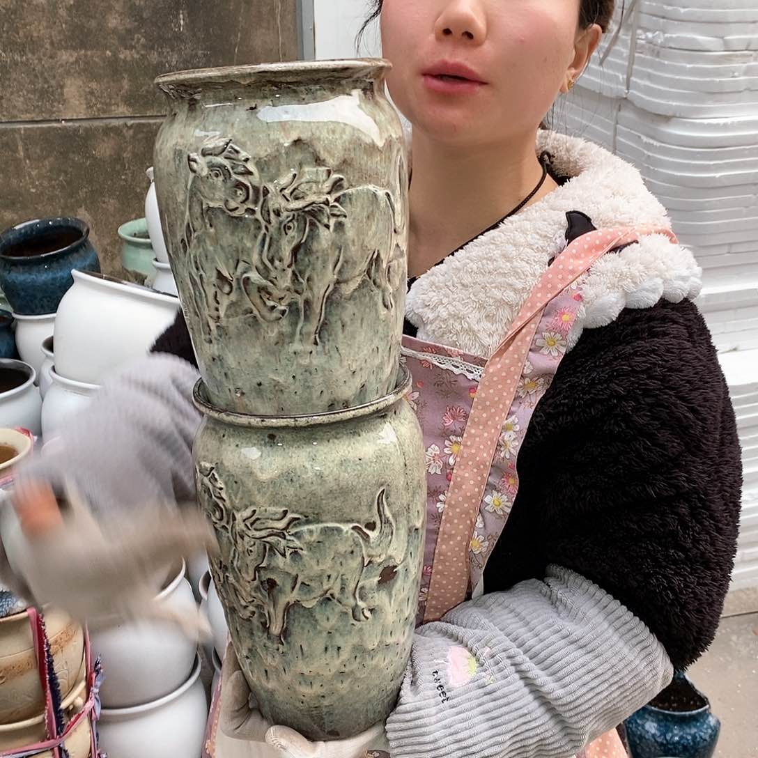 紫砂花盆瑕疵口15高25