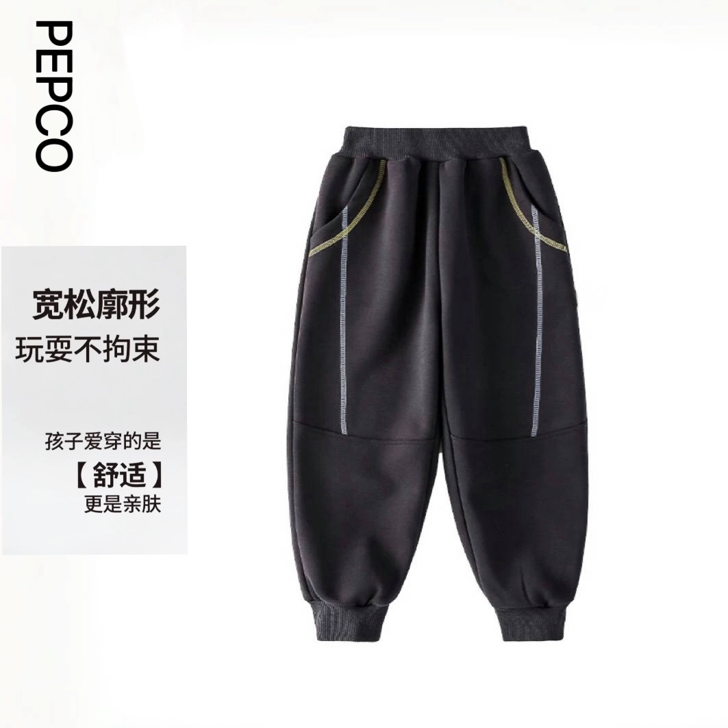 Z12530402 小猪班纳童装冬季加厚款不加绒运动舒适保暖针织运动裤