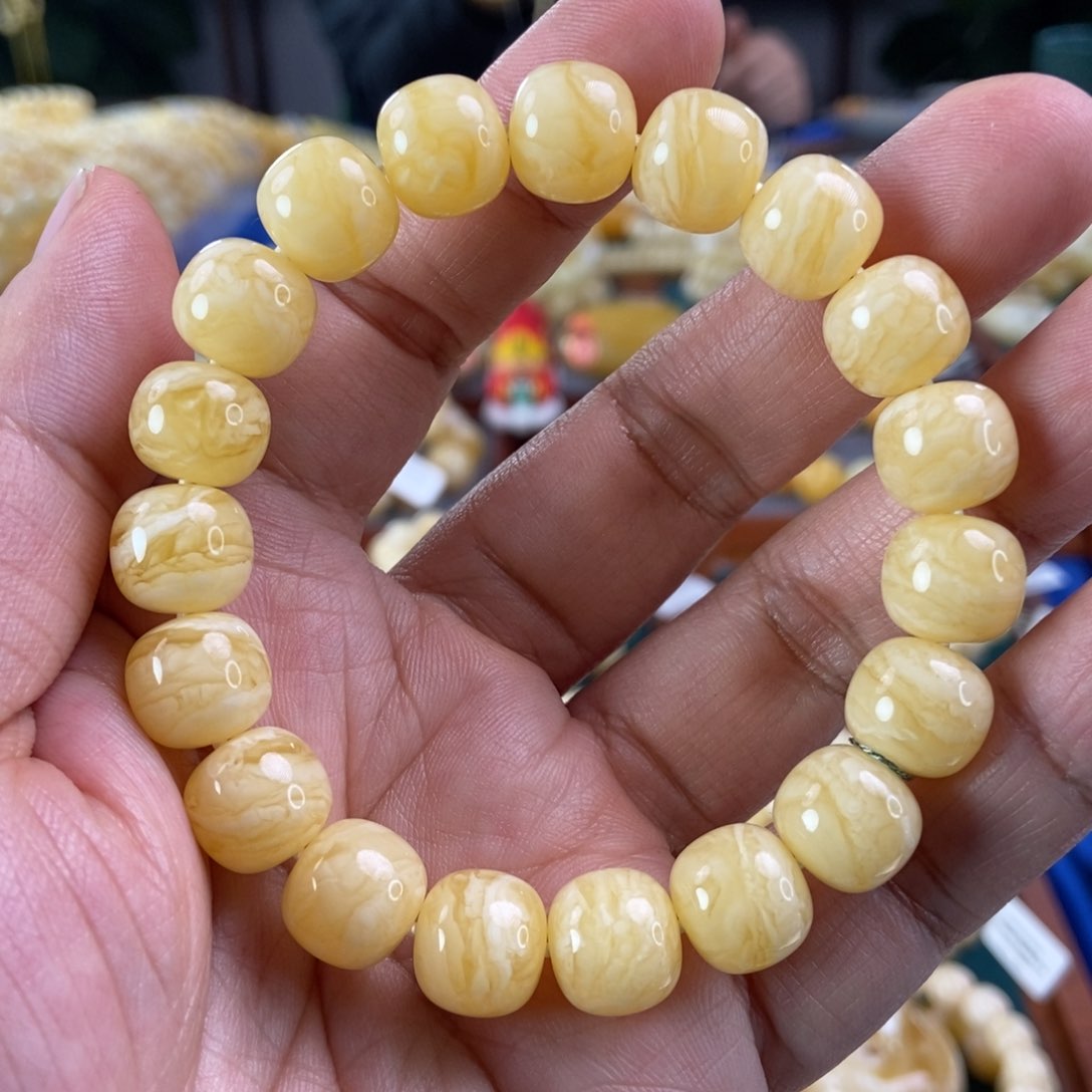琥珀珠宝奇石未镶嵌12虎皮纹同料串18.96