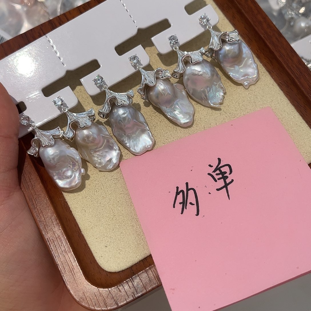 合金淡水珍珠耳饰