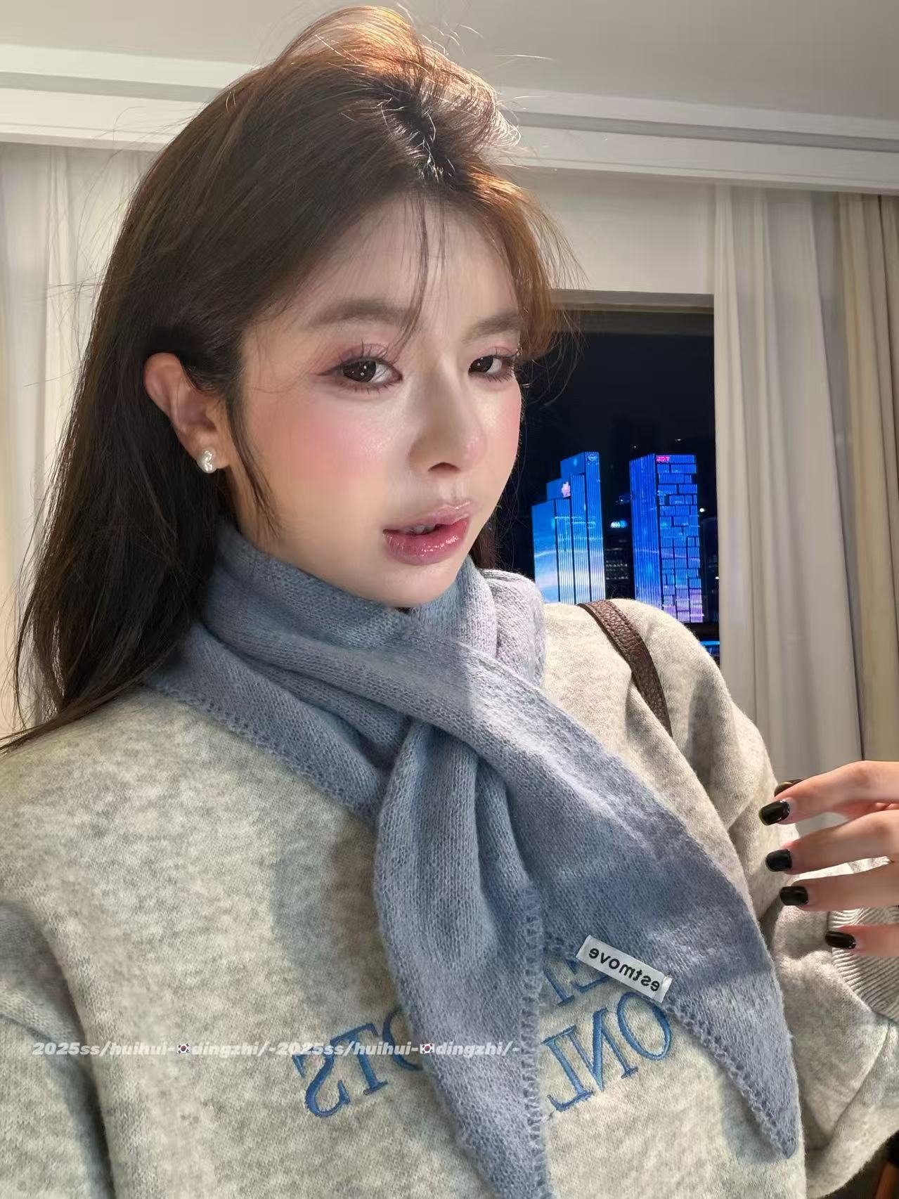 【HuiHui】韩版保暖百搭纯色围巾冬季交叉简约时尚（C032)