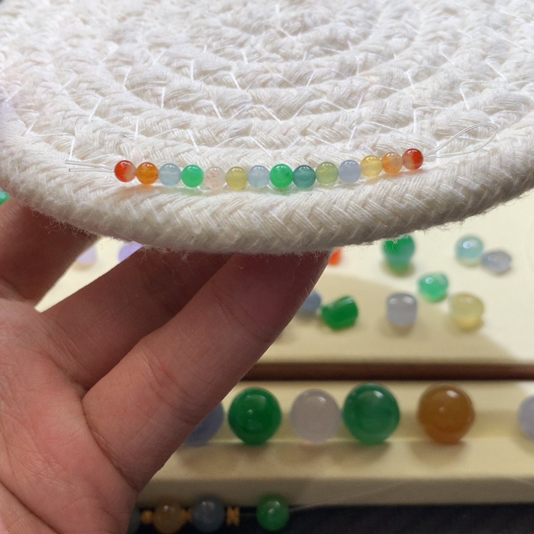 定制翡翠未镶嵌七色彩虹一组