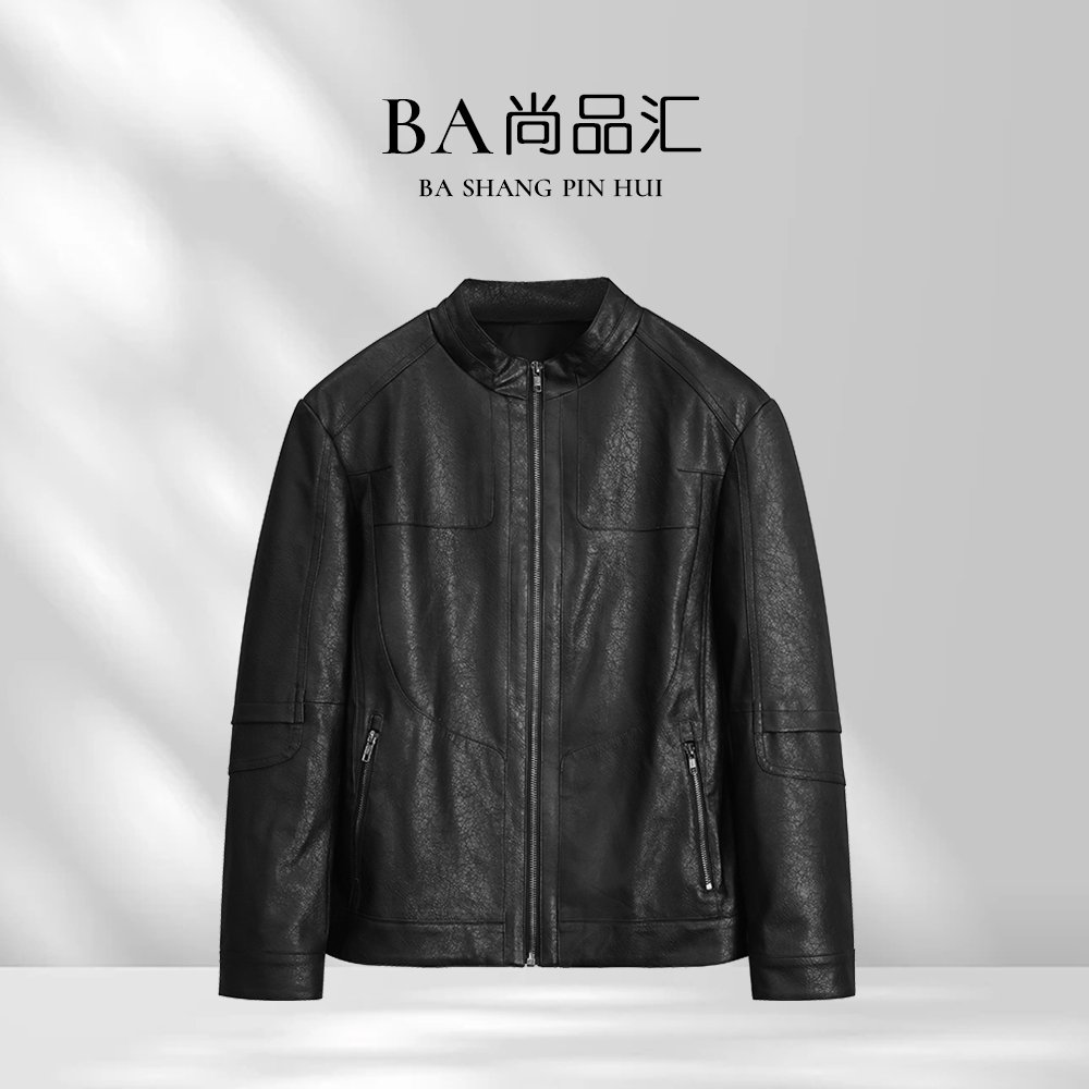 BLACK ADAM 立领真皮皮衣ZL8002 男士黑色外套休闲百搭经典春秋