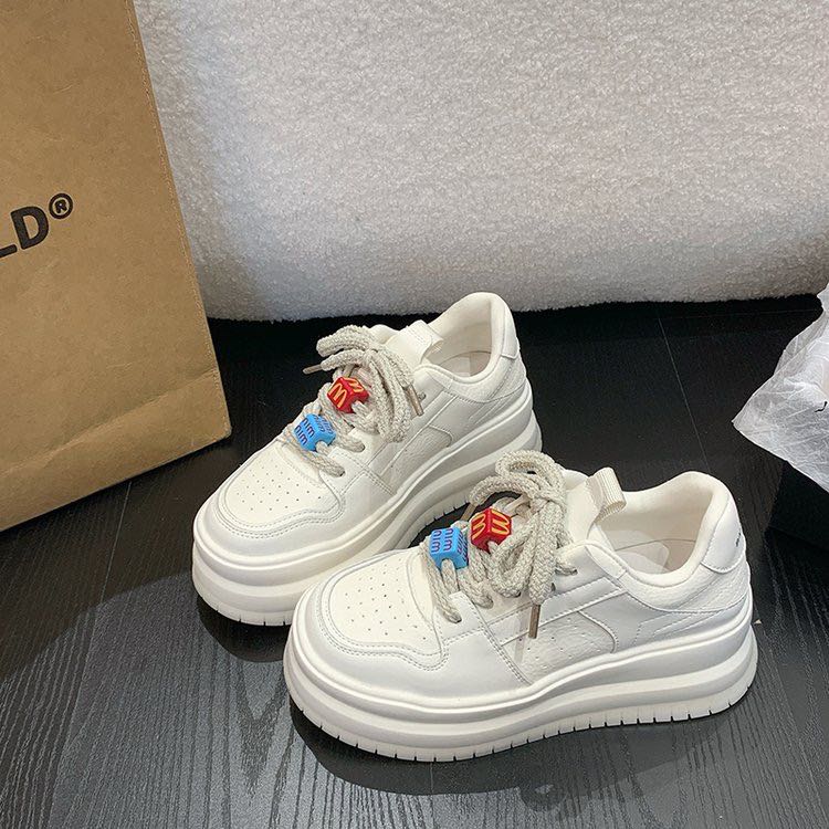 【薛】小个子厚底小白鞋女2025新款增高松糕鞋百搭休闲运动鞋-1205