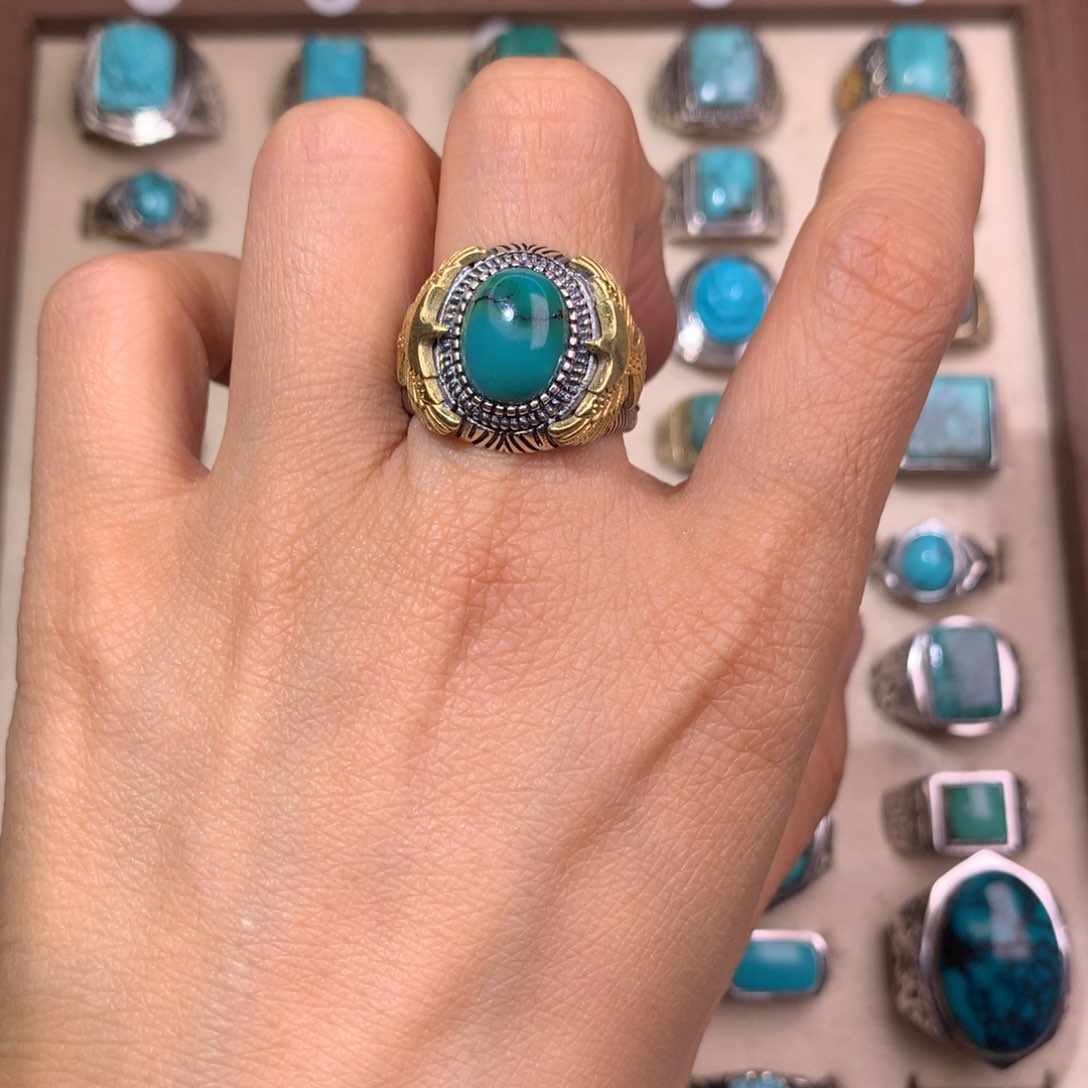 绿松石银S925镶嵌挂件