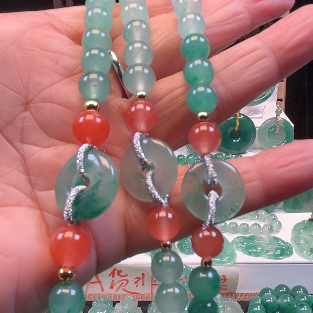 石英质玉项链合金108颗卡8左右