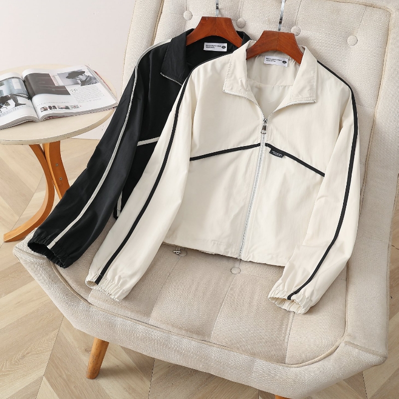 12608（001）夹克透气宽松秋季落肩袖线条韩版工装风外套