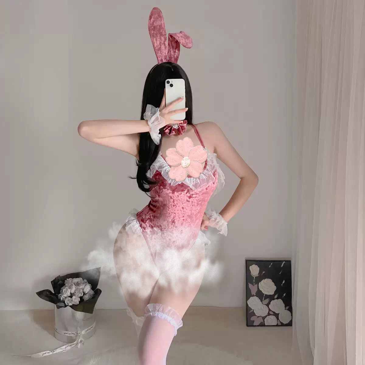 小兔女郎制服套装性感睡衣连体私房火辣镂空衣