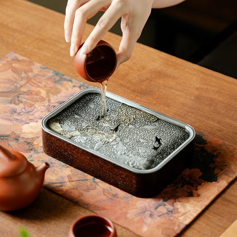 赞朴合金壶承复古家用干泡盘家用高档杯托茶点盘子茶具配件茶托盘