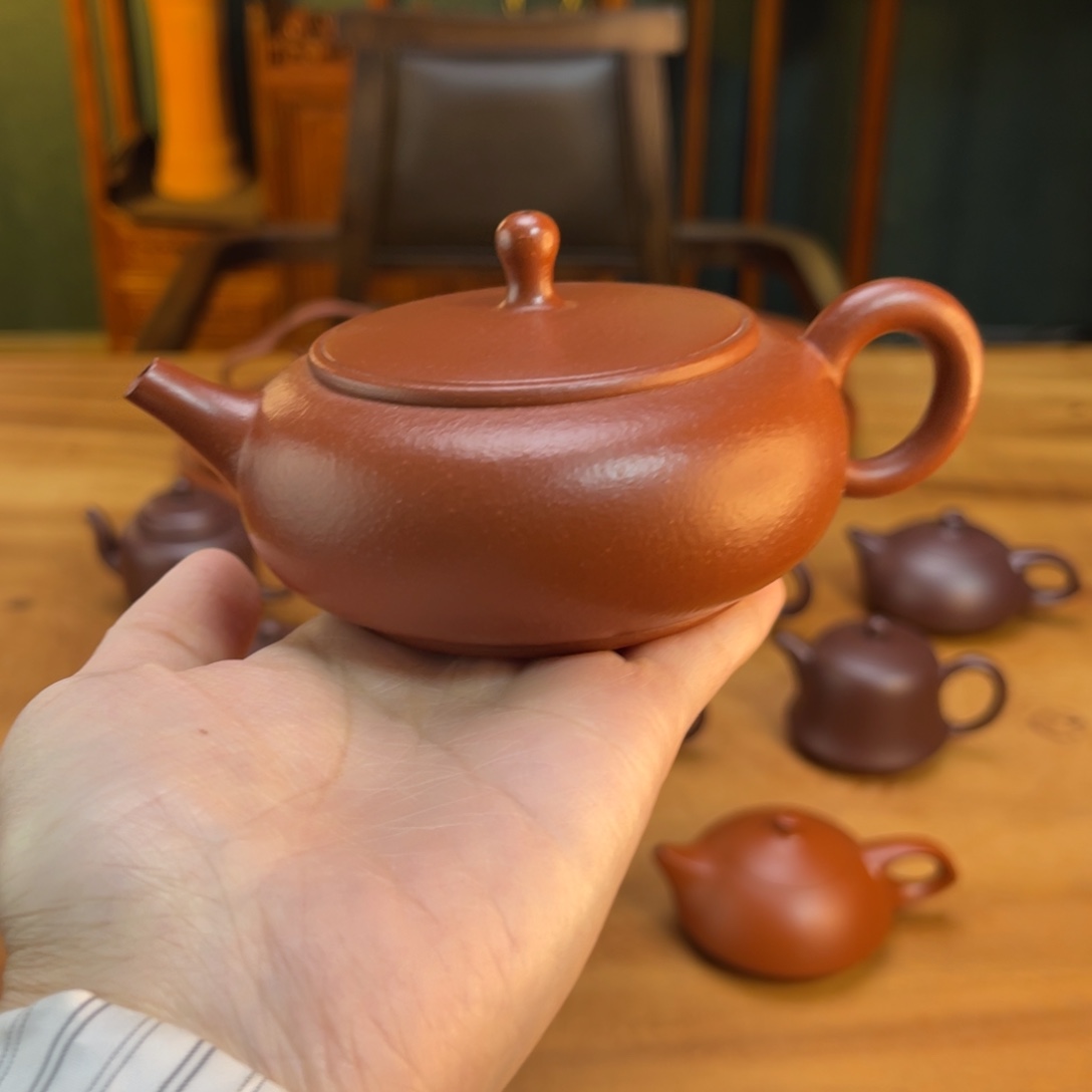 紫砂茶壶神*人广源80cc左右鱼籽朱泥