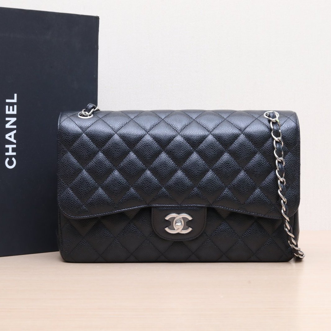 95新 Chanel/香奈儿 小花6花 定全33999 CF口盖包 UMBO黑色24开包