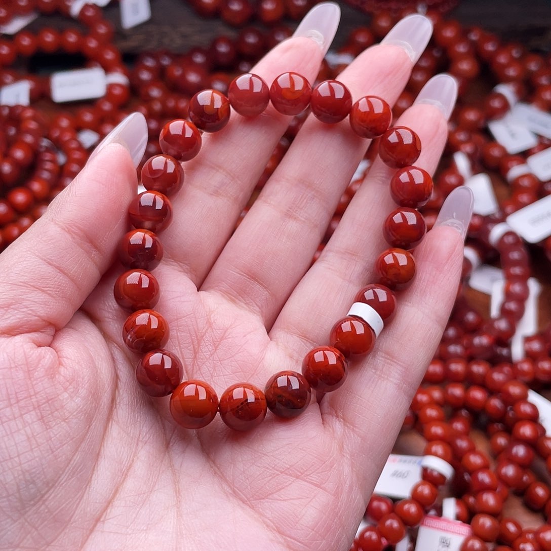 南红玛瑙未镶嵌瓦西牛血9mm