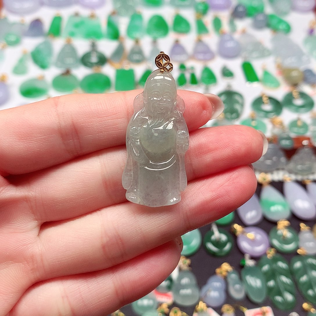 翡翠18K金镶嵌颈饰天然翡翠A货