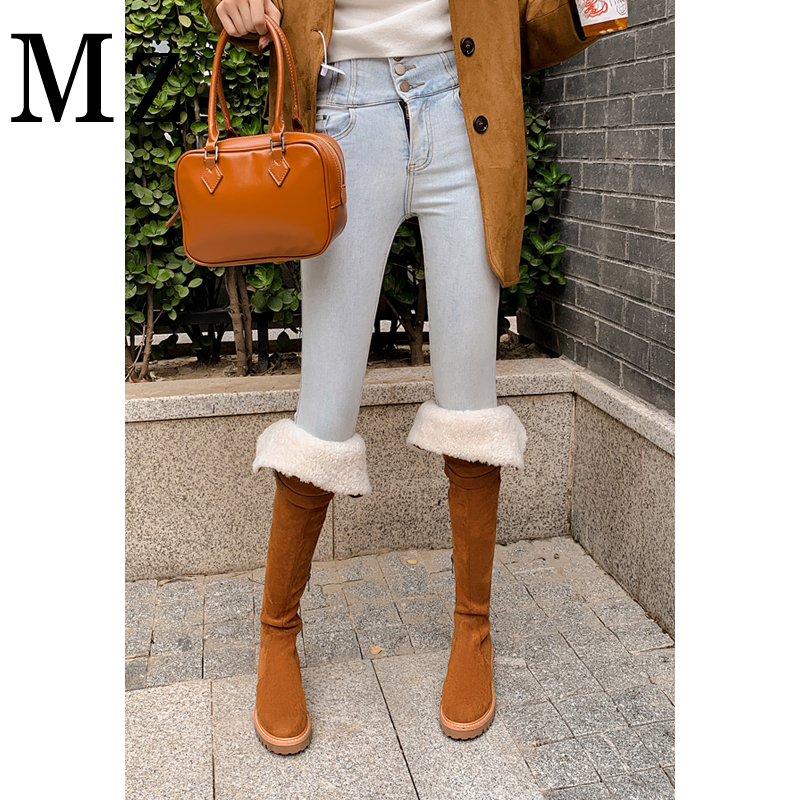 现货断码福利/显瘦过膝靴羊羔毛雪地靴长筒靴加绒厚底高筒靴