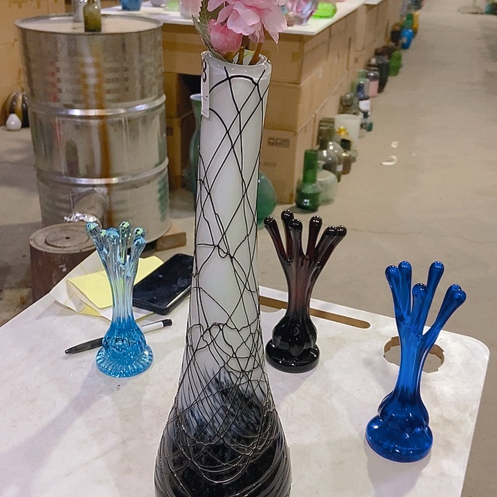 琉璃琉璃花瓶高42口3