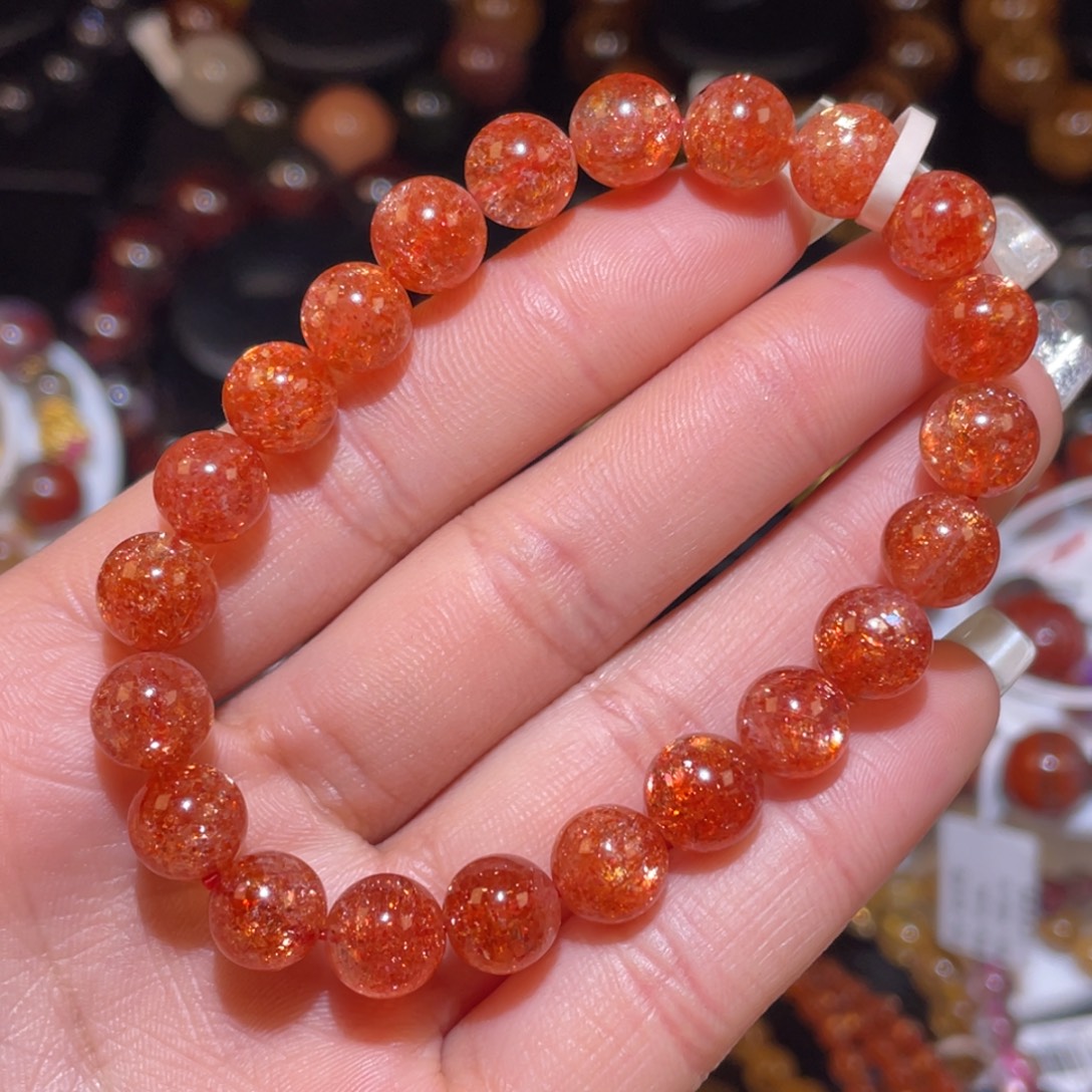 杨***手链日光石未镶嵌金太阳手串8.5mm