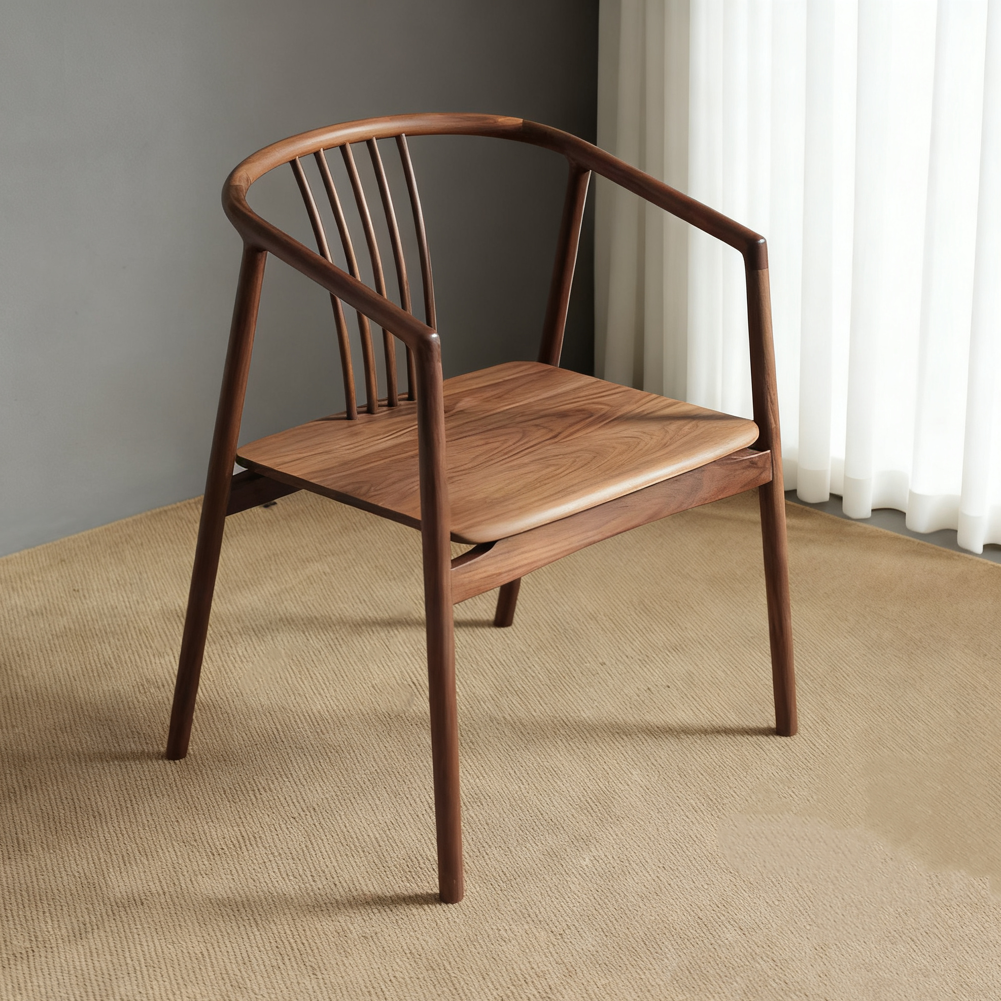 北美黑胡桃新中式圈椅实木茶椅围椅官帽椅仿古椅子茶座椅休闲椅