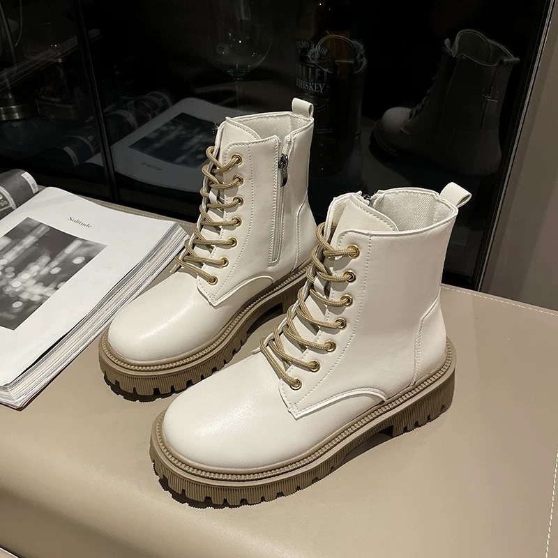 【加棉马丁靴】女生秋新款高帮加绒休闲板鞋雪地鞋马丁靴D819-1