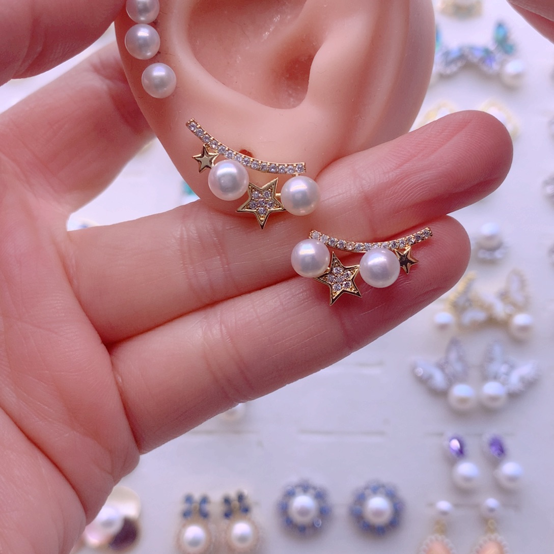 淡水珍珠合金耳饰