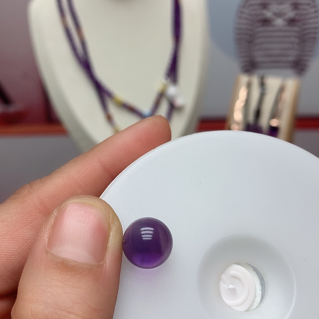 紫晶单珠11mm打孔不退不换未镶嵌
