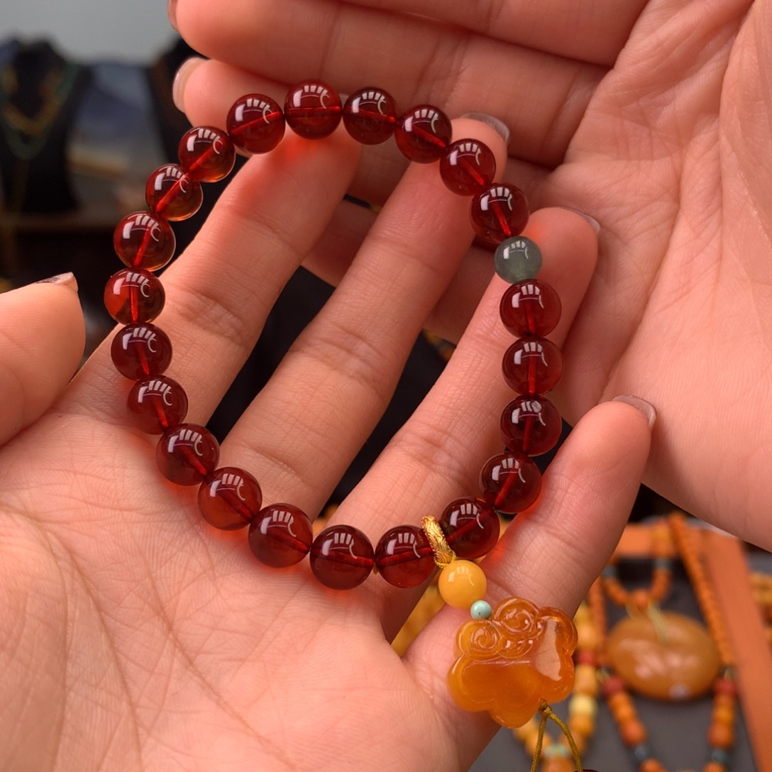 血珀手串未镶嵌天然