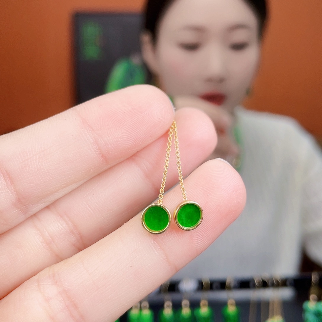 翡翠银S925镶嵌耳饰