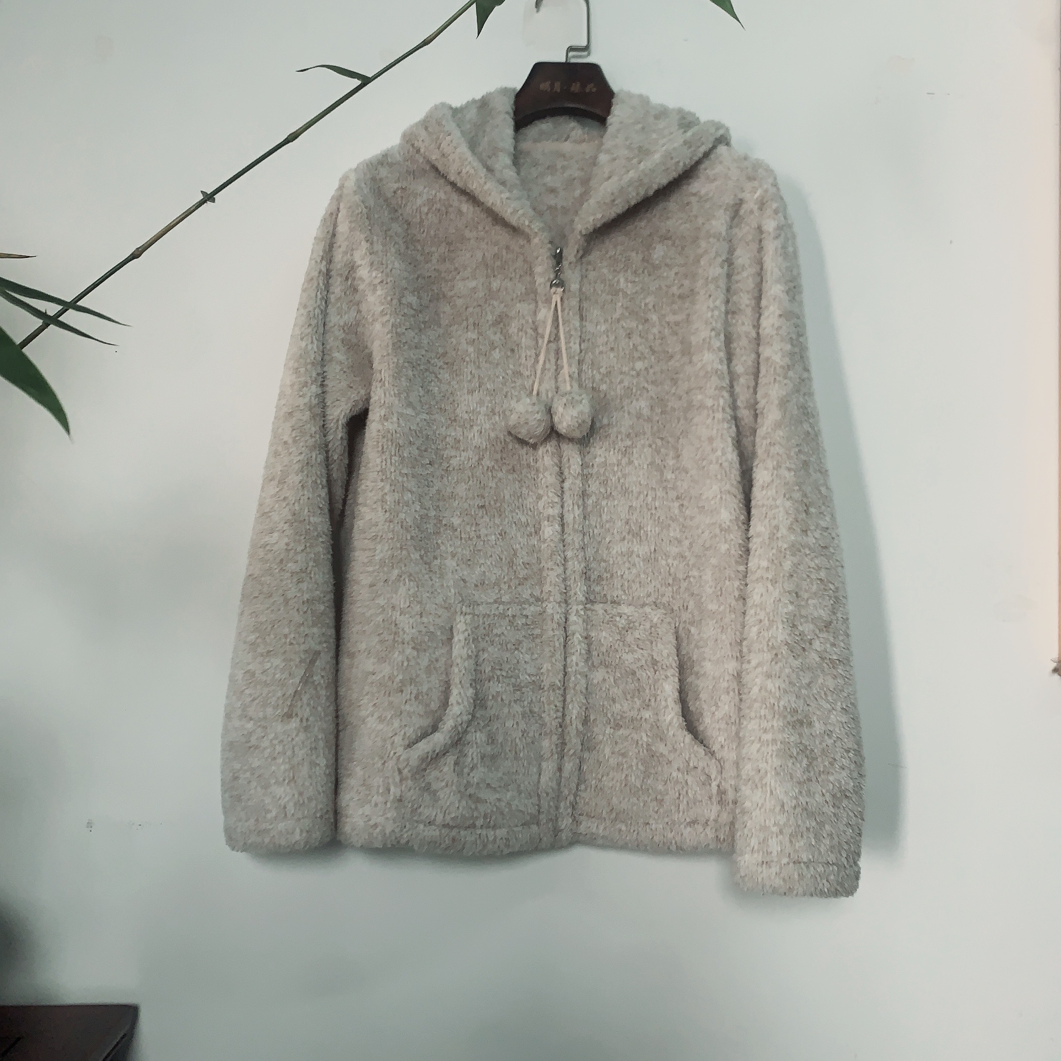 冬季连帽拉链款可外穿家居服上衣秋冬宽松短款