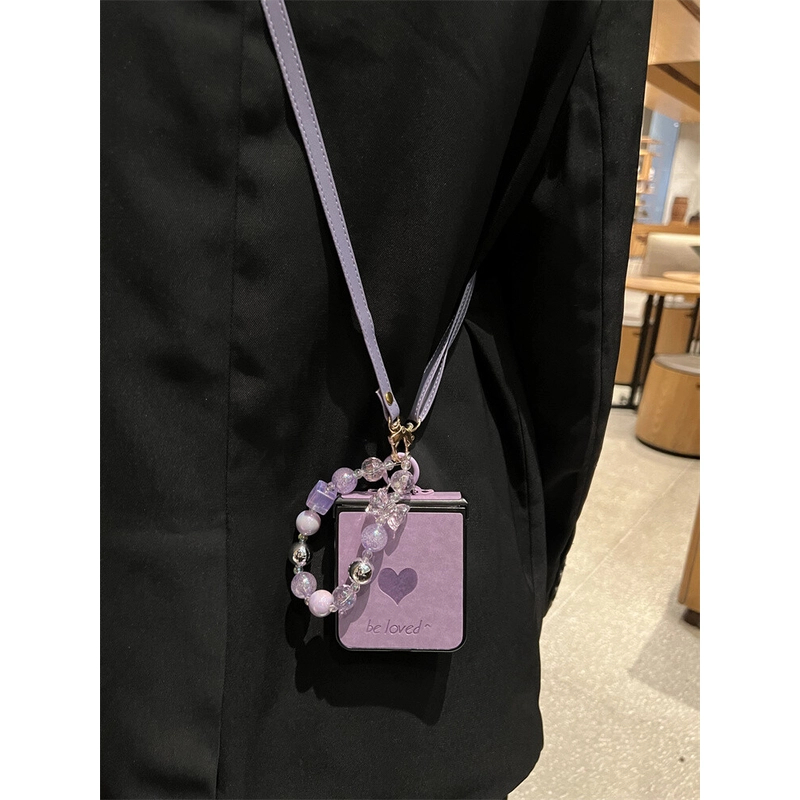 紫爱心皮质适用华为pocket2手机壳magicvflip新款小米flip折叠屏