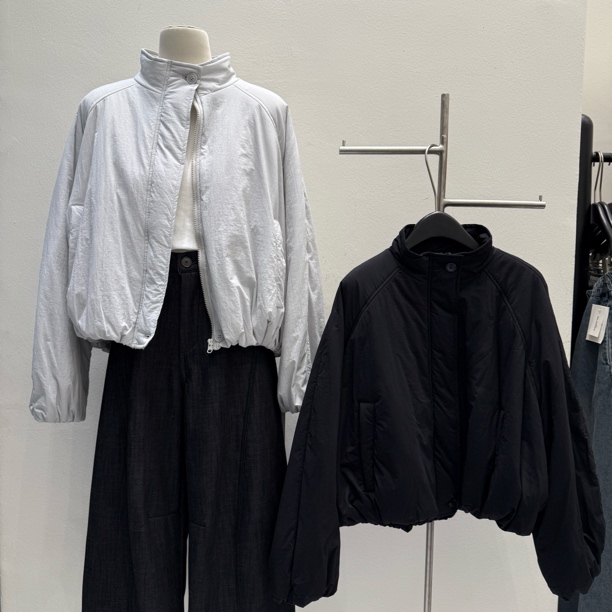 A-6224韩版百搭立领抽绳羽绒棉外套