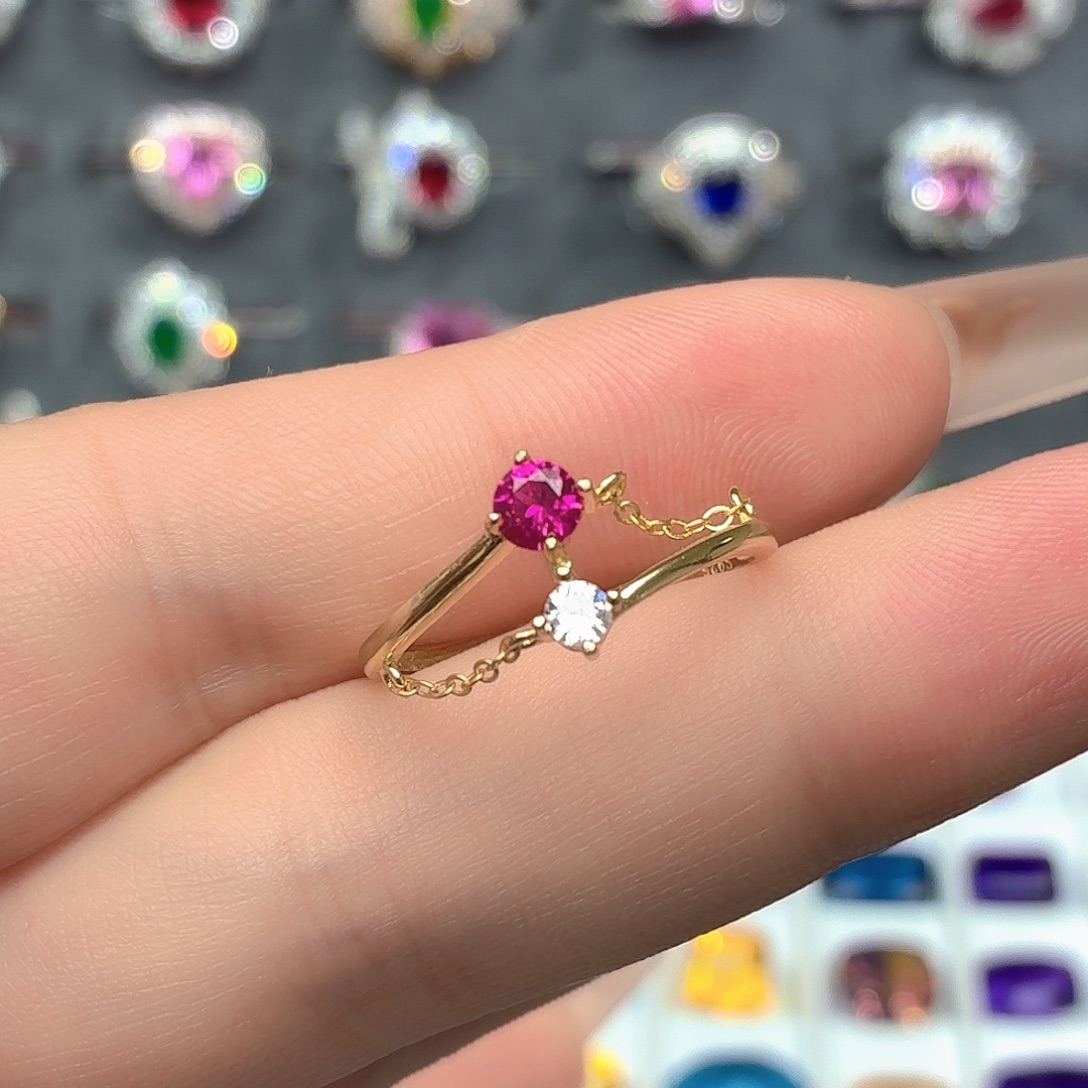 925银培育卢比莱色宝石