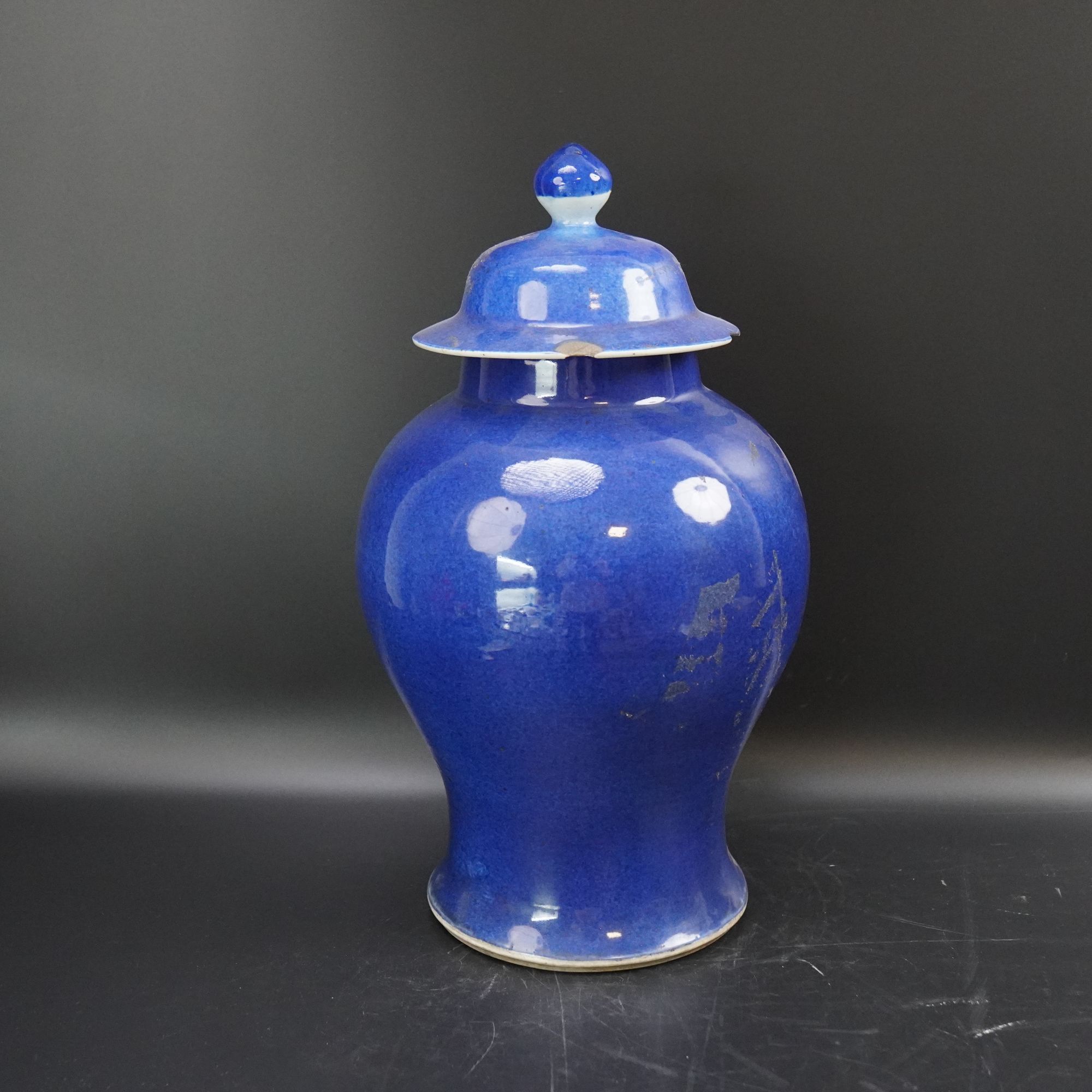 Lot.25090037清光绪洒蓝釉将军罐 高：约46cm肚径：约24cm