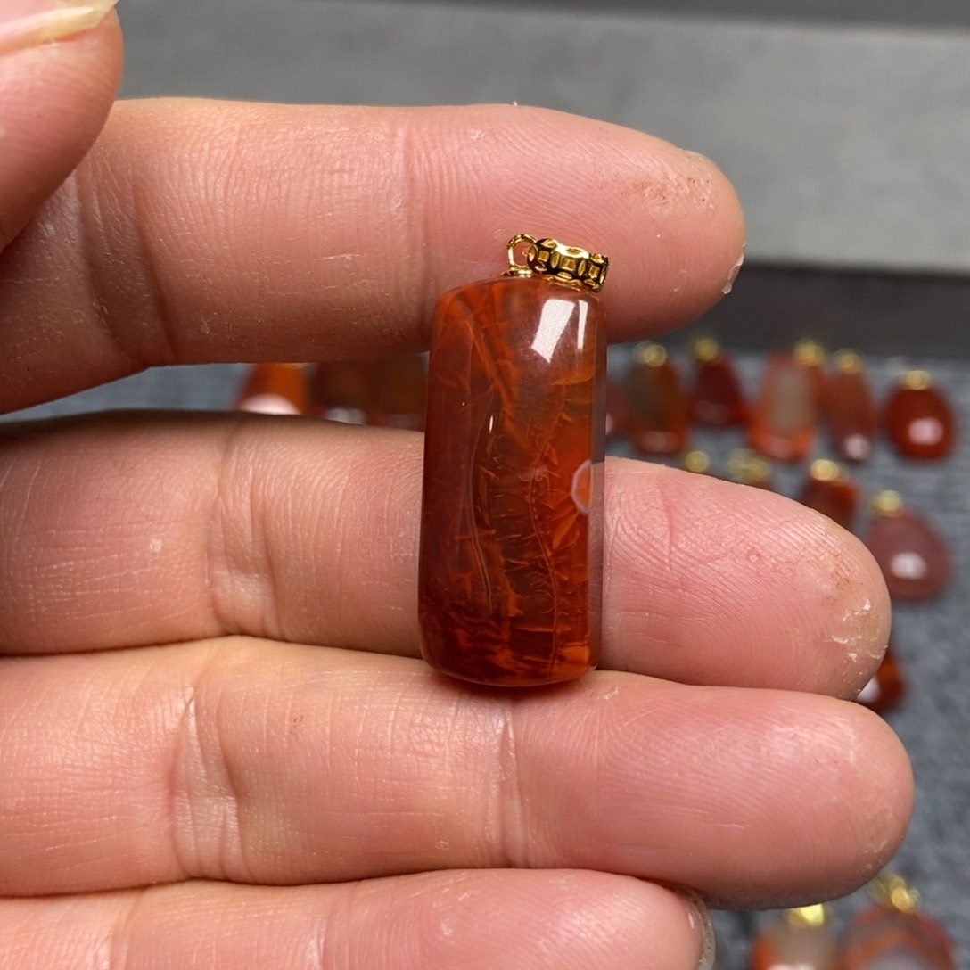 南红玛瑙吊坠(不含链)银S925镶嵌