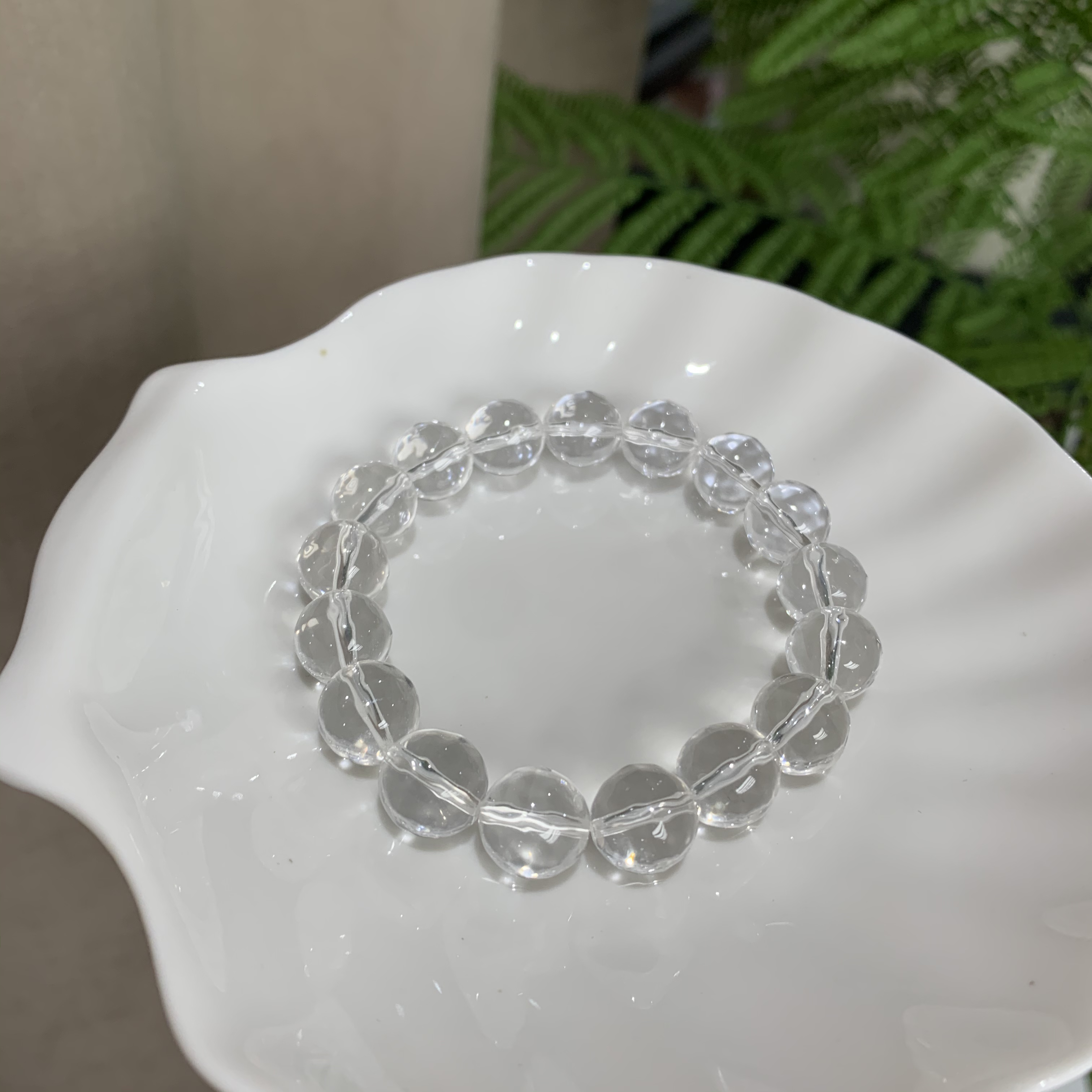 天然白水晶菠萝珠双A高净体手链12mm左右 D020